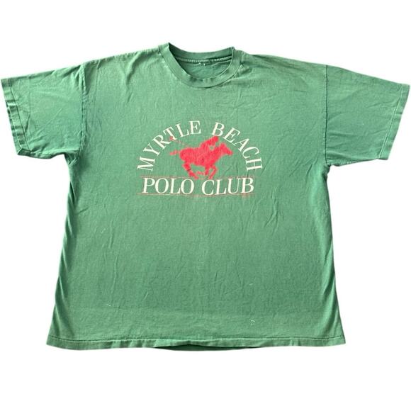 Vintage 90s Myrtle Beach Polo Club Single Stitch Green Shirt Adult Large - Picture 1 of 3